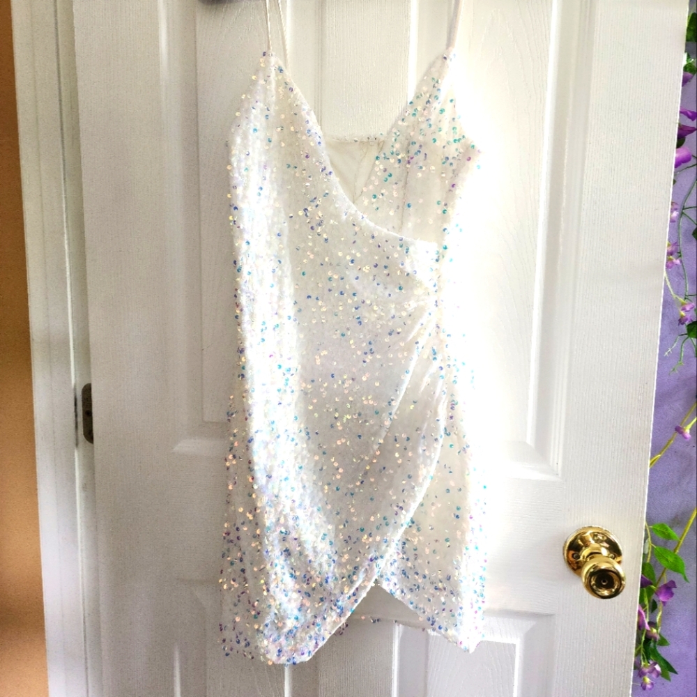 white sequin dress